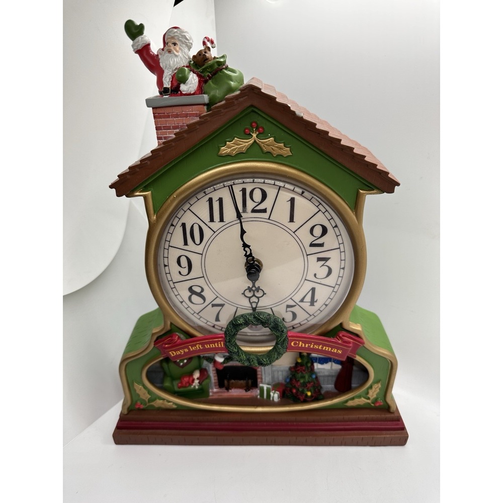 Christmas Countdown Mantel Clock Santa Chimney Decor For Parts Repair Read